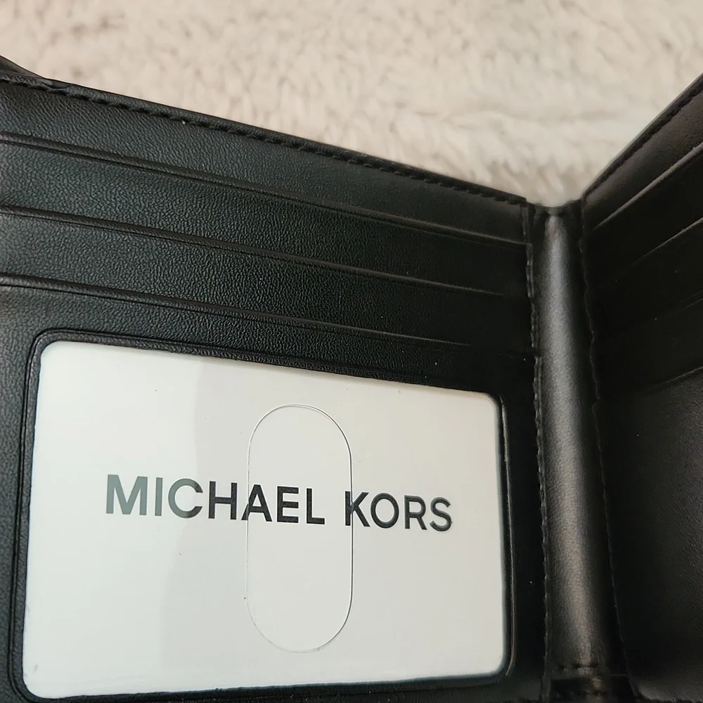 Michael Kors Black Textured Leather Bi-Fold Wallet